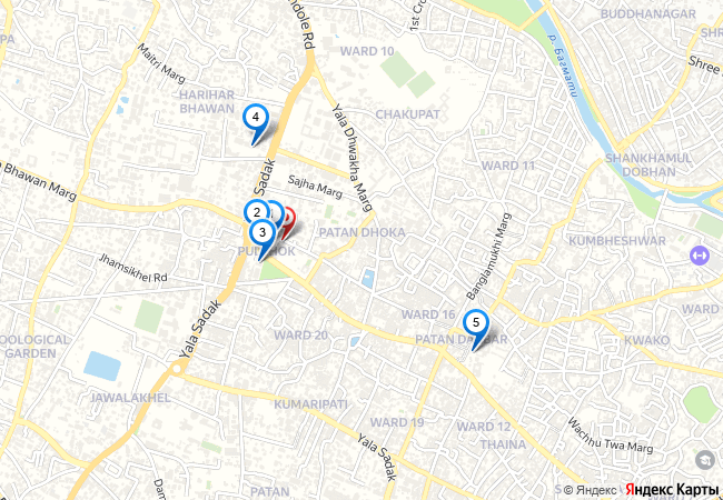 Map showing Prasiddhi Towers and nearby landmarks in Pulchowk, Lalitpur